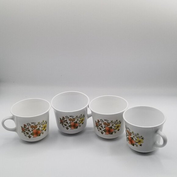 1970s Corelle Corning Indian Summer Coffee Mug Cup Floral Set of 4 - Picture 6 of 9
